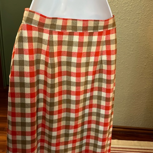 EUC VTG Young Pendleton Wool orange plaid button up maxi skirt Sz 11/12 - Picture 8 of 12